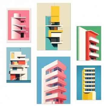 Nacnic Pósters de Diseño Bauhaus Set de 6 para Habitaciones y Oficina A3 A4