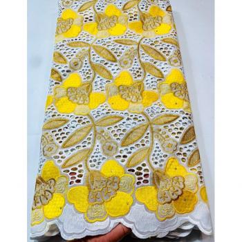 Voile Coton Doux à Dentelle et Broderie pour Robe – 5 Yards – Marque YSH080