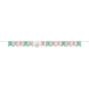 Banner di Compleanno con Fiori e Scritta Buon Compleanno