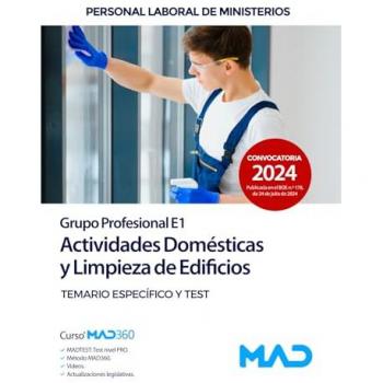 Actividades domésticas y limpieza de edificios (Grupo Profesional E1). Temario específico y test. Ministerios