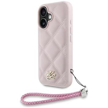 Pink Quilled KLH iPhone 16 Case with Chain Strap
