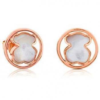 Pendientes Camille de oro de 18 kt sobre plata rosa con nácar