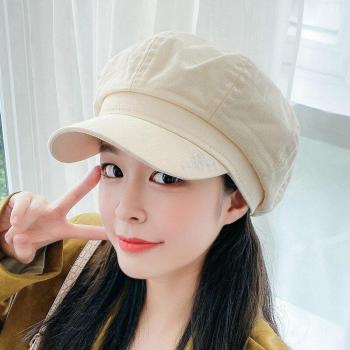 Casual Cotton Beret with Letter Embroidery