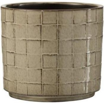 Pot décoratif céramique grisé J‑LINE carré sans réservoir 16.5x16.5x15 cm