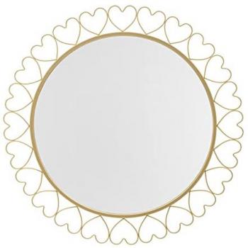 Miroir rond en métal doré avec cœurs Ø 80 cm