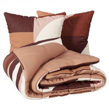 Letto Comfort Tatia 240x220 – Set 3 Pezzi in Cotone Percale Terracotta
