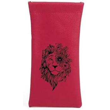 Housse de protection lunettes rose lion fleur