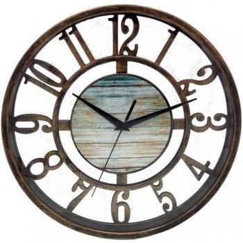Holzoptik Wanduhr Bronze 27,5cm