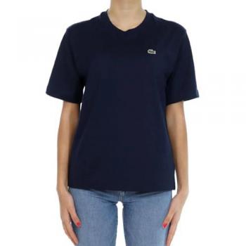 Camiseta Lacoste mujer relaxed fit algodón pima azul marino