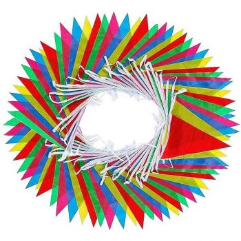 DécoréFest – Fanions Colorés 100 pièces, Banderoles de 50 m