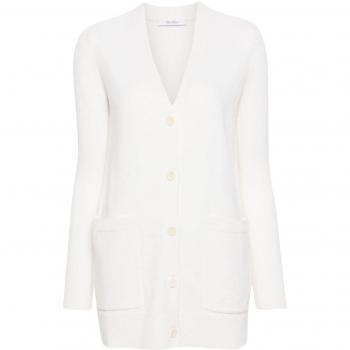 Max Mara Women's Cream White Wool-Cashmere Sweater V-Neck | Size L