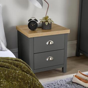 Home Source 2-Drawer Dark Grey Lamp Table