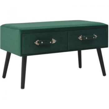 Banco Decorativo Terciopelo Verde 80 cm con Cajones
