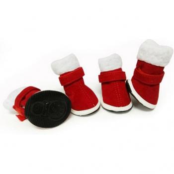 Bota Invierno para Chihuahuas y Cachorros, Diseño Festivo Rojo