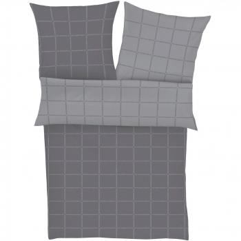 S.OLIVER Mako-Satin Bettwäsche Set (Black Label) – 135 x 200 cm, silber‑grau, doppelseitig