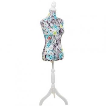 WANDERLUST DECO Maniquí de Madera y Espuma Forrado de Tela Azul para Exhibir Ropa y Accesorios
