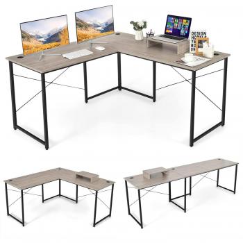 Desk angolare L‑Shape per PC – Supporto monitor, 240x60x74 cm