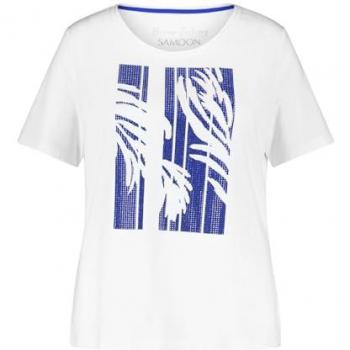 Samoon Glitzerstein Kurzarm T-Shirt Damen Weiß 48/XL