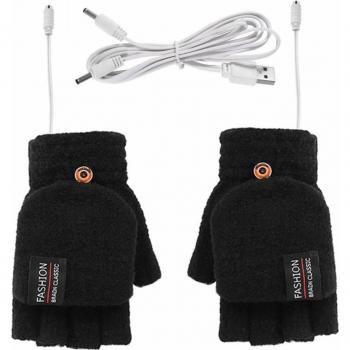 Clamshell Gloves Women's Winter Gloves USB Warm Double-sided Heating Gloves Fingerless Cycling Glove For Bicycle Moto Outdoor
