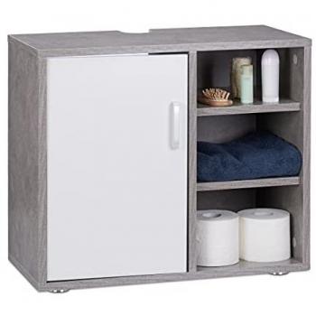 Meuble sous Lavabo 1 Porte 3 Étagères, Gris, 51x60x32 cm
