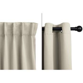 Cortina Opaca en Color Marrón Topo Claro, 150x250 cm – Sistema de Ganchos