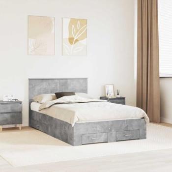 120x200cm Concrete Grey Bed Frame, Engineered Wood by vidaXL