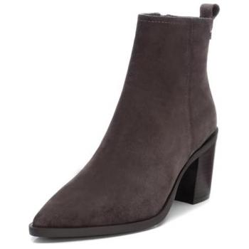 Botines Carmela de piel gris con cremallera para mujer