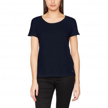 TOM TAILOR Denim Damen T-Shirt Basic Loose Fit Slub, Blau (Real Navy Blue 6593), Medium