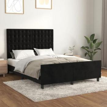 Bettgestell Schwarz 140x200 cm Samt vidaXL