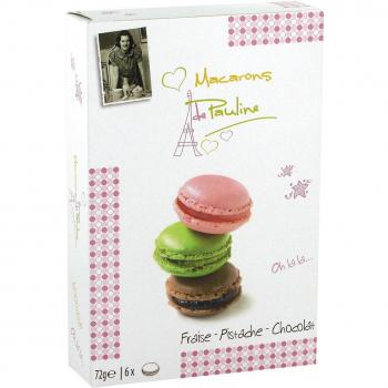 Pauline Macarons Mix: Erdbeer, Pistazie und Schokolade – 5 x 72 g