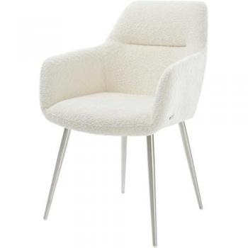 Fauteuil Pejo-Flex bouclé blanc 4-pieds conique acier inoxydable