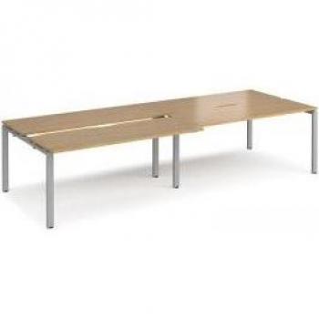 Back‑to‑Back Sliding Top Workstation – 3200 × 1200 mm, Silver Finish