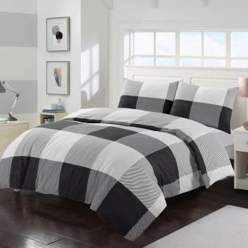 Checked Geometric Duvet Cover Set