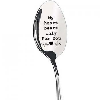 Wedding Anniversary Engraved Long Handle Spoon in Stainless Steel