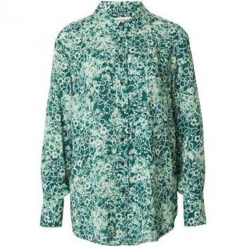 Blusa Estiva Shibori Verde in Viscose con Stampa Florale