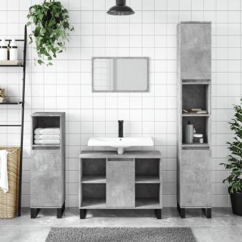 Móvel Compacto VidaXL 80x33x60 CM – Madeira Cinza e Estrutura de Cimento