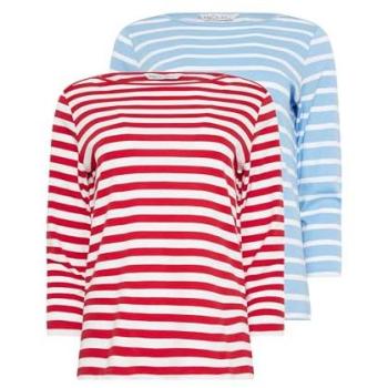 Women’s Dual Stripe Slash Neck Tops by M&Co – Pack of 2, Size 20