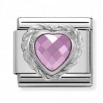 Nomination Classic Silver Pink Heart CZ Charm