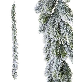 Boa Natalizia in PVC Verde Innevato, Design Aghi di Pino