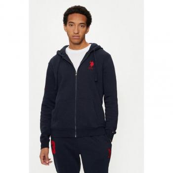 Mens Blue Classic Polo Zip Hoodie