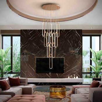 Lámpara colgante LED Schuller Valencia Colette, 14 luces, redonda, oro rosa, dimmable