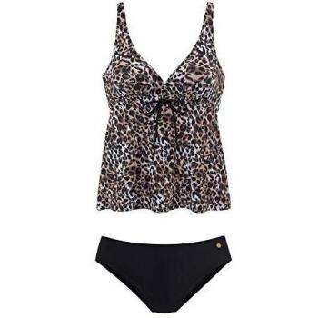 Bügel-Tankini LASCANA Gr. 54, Cup E, braun (braun, bedruckt) Damen Bikini-Sets