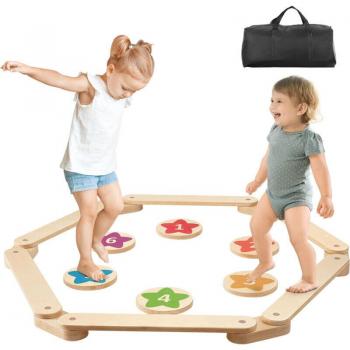 Hölzernes Gleichgewichtsspiel – 6 Schwebebalken für Kleinkinder