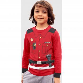 Langarmshirt KIDSWORLD FEUERWEHR, bedruckt, Rundhalsausschnitt