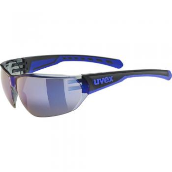 Uvex Sports Unisex Sportbrille Equate (Schwarz-Blue Matt, Spiegelblau) Blau/Schwarz