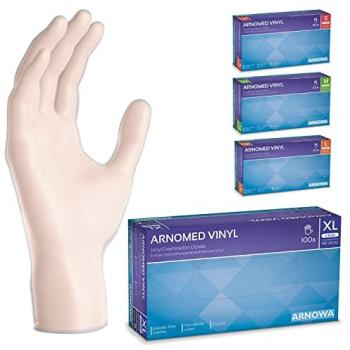 ARNOMED Transparente Vinyl-PF Einhandschutzhandschuhe – 100 Stk., XL