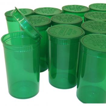 Pill Box, 19 Dram Bottles, Medical Herb Container, 80 ml Squeeze Bottles with Pop Tops, Transparent Green