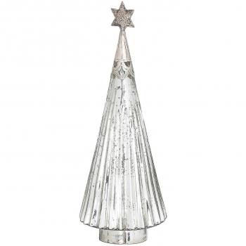 Topper de Árbol de Navidad Estrella de Vidrio Plata 47cm