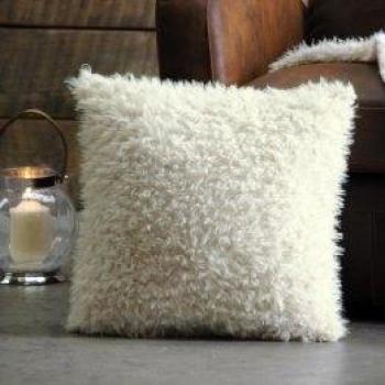 Housse de Coussin Confort Mouton, 40x40 cm, Blanc