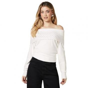 Ivory Bardot Hot Fix Jumper for Women – M/L